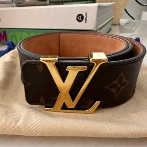 Louis Vuitton Brown and Gold Belt